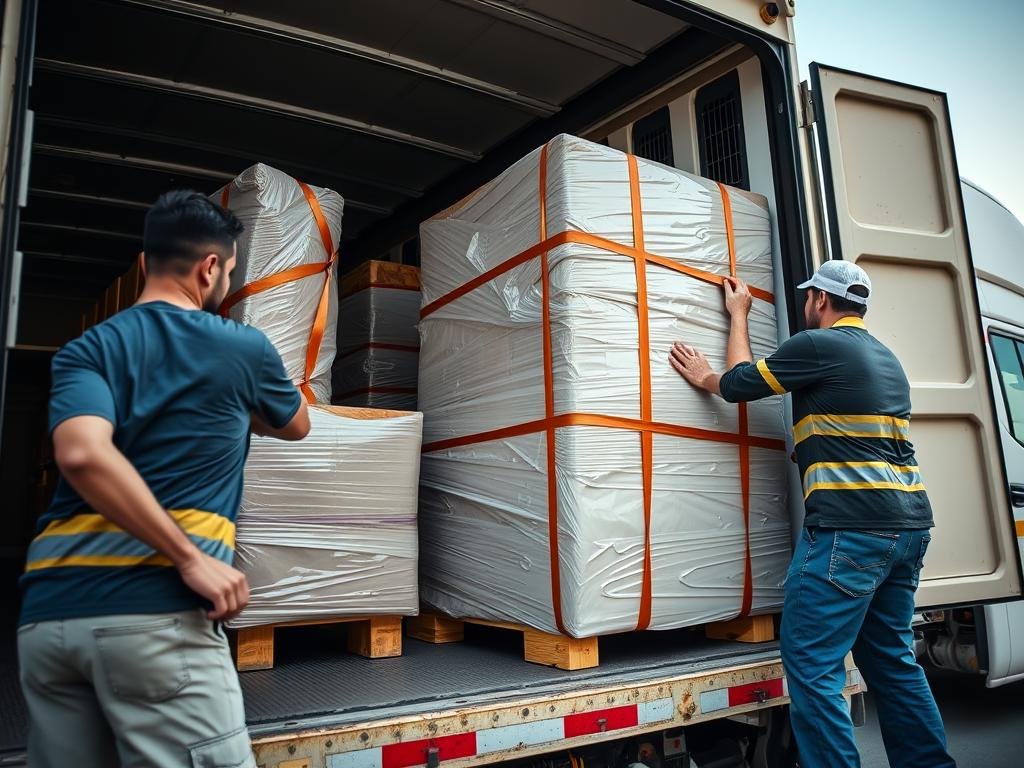 عملية تحميل أثاث في سيارة نقل تابعة لشركة نقل عفش بالإمارات