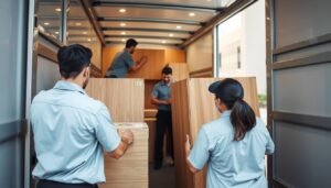 فريق عمل شركة نقل عفش بالإمارات يقوم بتحميل الأثاث بطريقة احترافية فريق عمل شركة نقل عفش بالإمارات يقوم بتحميل الأثاث بطريقة احترافية