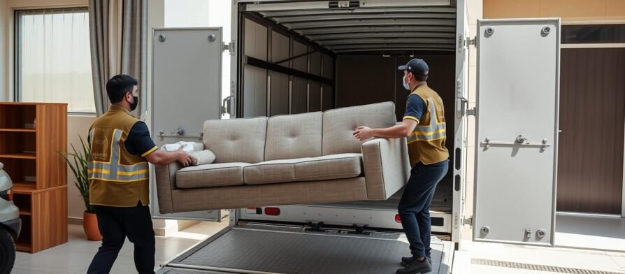 فريق نقل عفش الرميثية المحترف أثناء نقل الأثاث