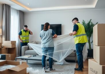 فريق نقل عفش حولي المحترف أثناء تغليف ونقل الأثاث بعناية