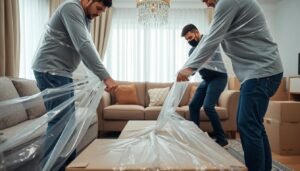 تغليف الأثاث الحساس والقابل للكسر بمواد خاصة للحماية أثناء النقل