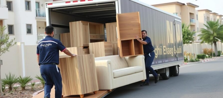 فريق نقل عفش السالمية المحترف أثناء عملية نقل أثاث
