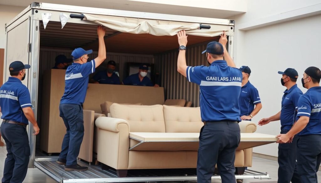 فريق نقل عفش محترف في السالمية أثناء العمل