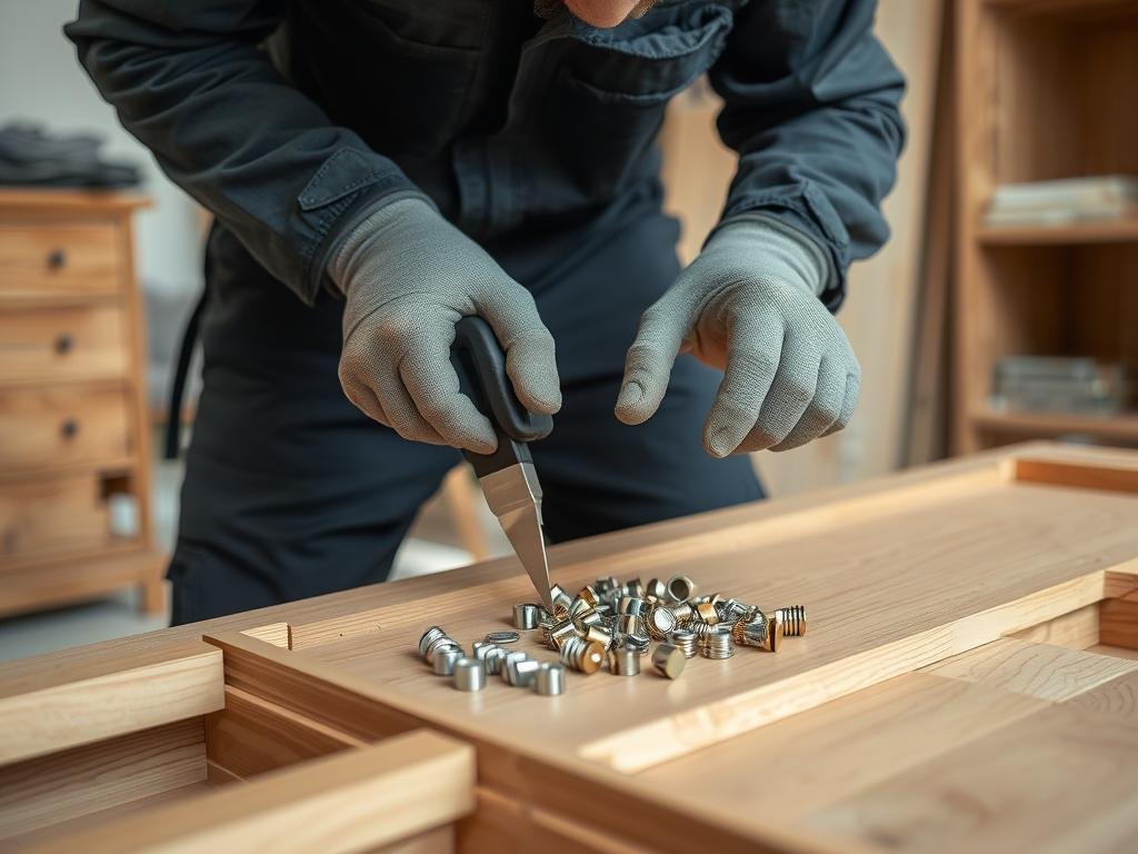 فني متخصص يقوم بفك أثاث خشبي في منزل بالعديلية