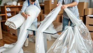 عملية تغليف احترافية للأثاث باستخدام مواد تغليف عالية الجودة